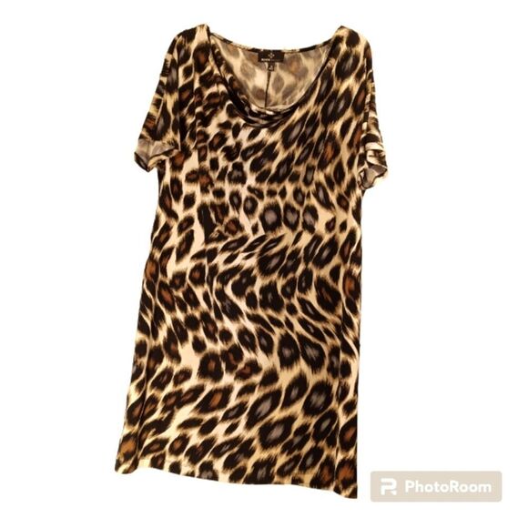 Casual Knee-length Cowl Neck Mob Wife Animal Print Dress Sz 16 - Picture 1 of 3